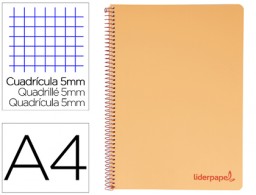 Cuaderno espiral Liderpapel Wonder A4 tapa plástico 120h micro 90g c/5mm. color naranja